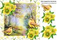 Spring is Here! Pretty Woodland with Yellow Birds 8x8