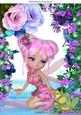 Pink Fantasy Faerie with Frog and Flowers A4