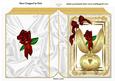 Beautiful Gold Faberge Egg with Red Rose, Folded Book