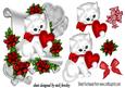 Cute Little White Kitten with Roses on a Scroll