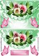 Pretty Garden Roses on Scalloped Envelope with Butterflies