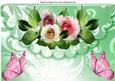 Pretty Garden Roses on Scalloped Envelope,butterflies A4