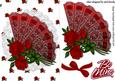 Pretty Lace Fan with Red Roses and Bow