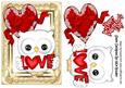 Cute White Love Owl with Red Lace Heart A5