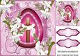 Pretty Pink Egg, with Cross and White Lillies 8x8