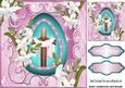 Pretty Turq Egg, with Cross and White Lillies 8x8