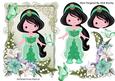 Pretty Princess in Green with Butterflies and Flowers