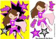 Pow! Zap! Super Girl in Pink with Funky Stars