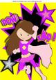 Pow! Zap! Super Girl in Pink with Funky Stars, A4