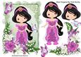 Pretty Princess in Pink with Butterflies and Flowers