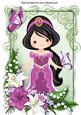 Pretty Princess in Pink with Butterflies and Flowers A4