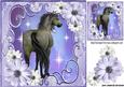 Pretty Purple/cream Flowers with a Horse 8x8