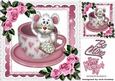 Cute Mouse in a Teacup with Rose Blush Corner Roses 8x8