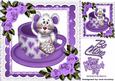 Cute Mouse in a Teacup with Purple Roses and Heart 8x8