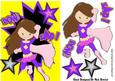 Pow! Zap! Super Girl in Purple with Funky Stars