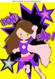 Pow! Zap! Super Girl in Purple with Funky Stars A4