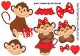 Cute Monkey Love in Red with Hearts A4