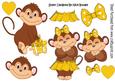 Cute Monkey Love in Gold with Hearts A4