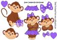 Cute Monkey Love in Purple with Hearts A4