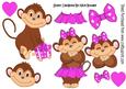 Cute Monkey Love in Cerise with Hearts A4