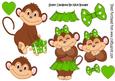 Cute Monkey Love in Green with Hearts A4