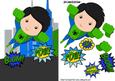Super Hero in Green Taking to the Skies A5