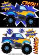 Blue Monster Truck, with Flames A5
