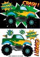 Green Monster Truck, with Flames A5