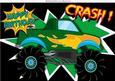 Green Monster Truck, with Flames A4