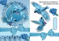 Pretty Turq Birds in Flight with Roses and Bow