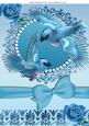 Pretty Turq Birds in Flight with Roses and Bow A4