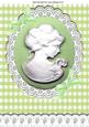 Green Cameo and White Lace with Bows A4