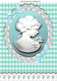 Turq Cameo and White Lace with Bows A4