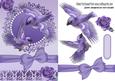 Pretty Lilac Birds in Flight with Roses and Bow