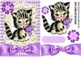 Cute Little Kitty with Purple Bow, and Gingham