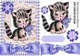 Cute Little Kitty with Blue Bow, and Gingham