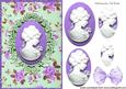 Pretty Purple Cameo of Lady with Flowers Oval Pyramids