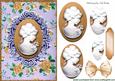 Pretty Gold Cameo of Lady with Flowers Oval Pyramids