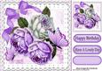 Pretty Lilac/white Roses with Bow, Butterflies 8x8