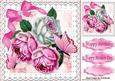 Pretty Pink/white Roses with Bow and Butterflies 8x8