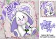 Purple Sparkle Heart with Bunny and Rose 8x8