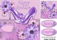Purple Sparkle Shoes with Flowers and Lace 8x8