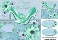 Turq Sparkle Shoes with Flowers and Lace 8x8