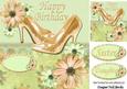 Gold Sparkle Shoes with Flowers and Lace 8x8