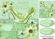 Green Sparkle Shoes with Flowers and Lace 8x8