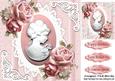 Pretty Pink Roses with Cameo on Vintage Lace 8x8