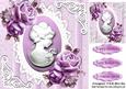 Pretty Lilac Roses with Cameo on Vintage Lace 8x8