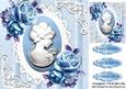 Pretty Blue Roses with Cameo on Vintage Lace 8x8