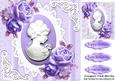 Pretty Purple Roses with Cameo on Vintage Lace 8x8