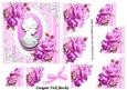 Pretty Cerise Roses with Cameo on Lace Corner Stackers